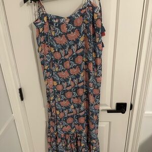 LOFT Blue and Pink Floral Maxi Dress